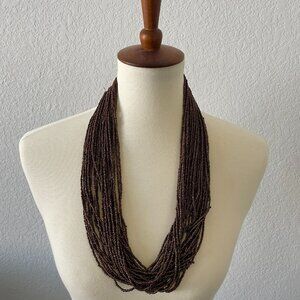 Brown beaded multistrand necklace